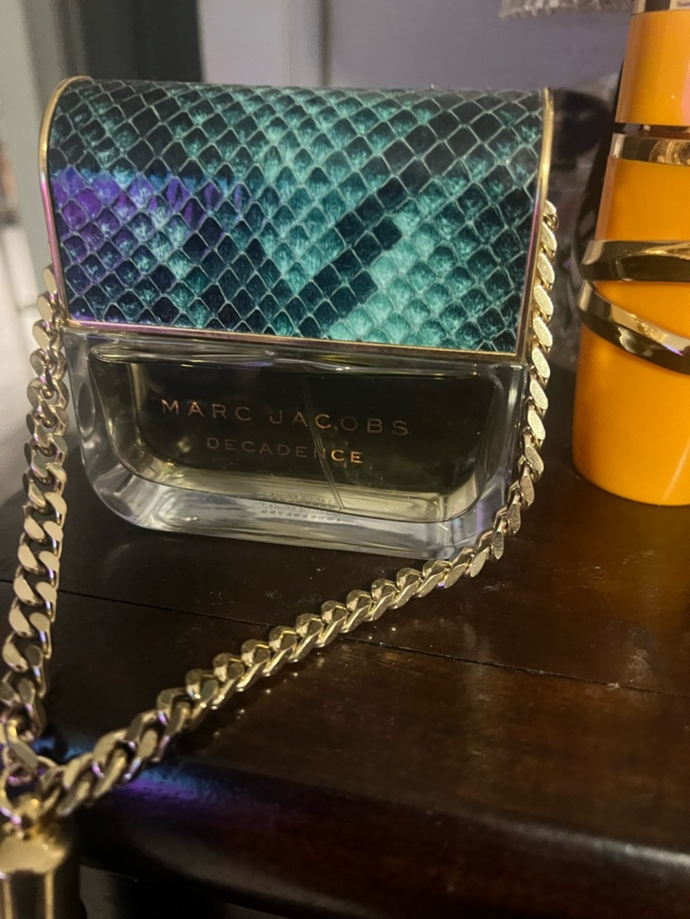 Marc Jacobs Teal Snake-Print Crossbody with Gold Chain